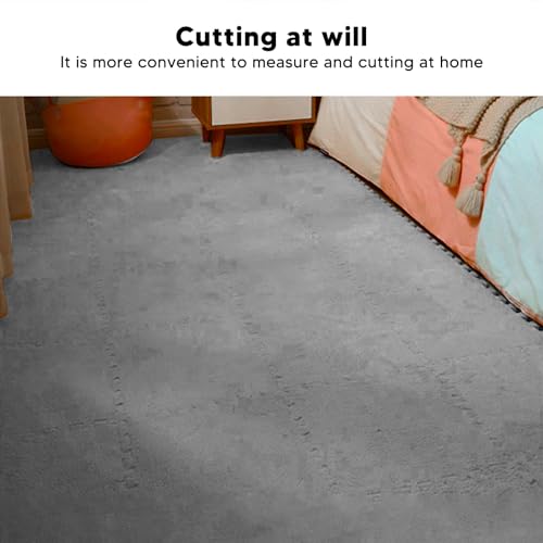 10 Plüsch-Schaumstoffmatten Plüsch-Bodenmatten Schaumstoff-Bodenmatten Ineinandergreifende Plüsch-Bodenmatten, Schaumstoff-Bodenmatten für Schlafzimmer (Grau)