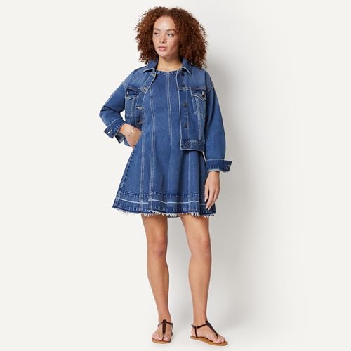 Image of Amazon Essentials Women's Fit & Flare Denim Mini Dress