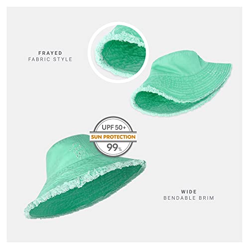 Image of CHOK.LIDS Frayed Bucket Hats for Women Men Unisex Trendy Washed Cotton Floppy Wide Brim Boonie Outdoor Summer Beach Headwear