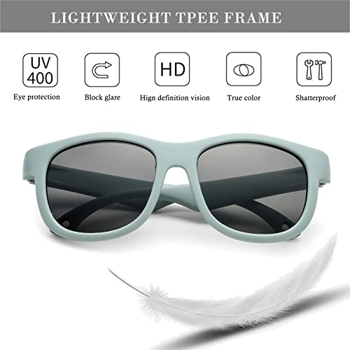 Hjstes Polarized Baby Sunglasses For Toddler Boys Girls, Tpee Flexible Frame With Strap, For Infant Age 0-3(Square Blue) #TOP6