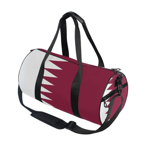Bolsa de lona ligera con bandera de Qatar y compartimento interno para gimnasio y viaje