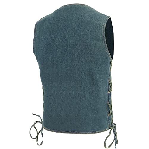 Image of Milwaukee Leather Men's Black Side Lace Denim Vest w /Chest Pockets DM1360