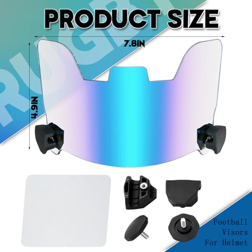 Image of Xuhal 2 Pcs Football Visor for Youth Adult Football Helmet Visor Lacrosse Helmet Eye Shield Eye Protection for Sport(Clear and Electroplating Blue)