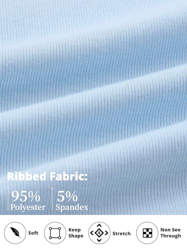 EXARUS Meninas Pacote Com 4 Regatas Curtas Para Meninas, Malha Canelada, Sem Mangas, Gola Redonda, C