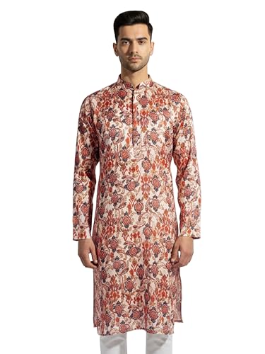 Image of VASTRAMAY Men's Satin Kurta | Festive Ethnic Attire for Wedding, Party & Ramzan | Traditional Outfit - Eid Special