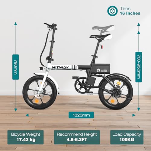 HITWAY E-Bike Klapprad 250W Li-Ion-Akku 16 Zoll E-Klapprad E-Faltrad Elektrofahrrad Reichweite...