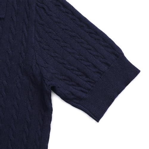 Image of Girls Short Sleeve Polo Shirt Summer Knit School Uniform Blouse V Neck Cable Pullover Sweater Tops 5-14 Years