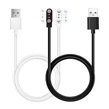 2-Pack for Zeacool C60/ APPBYER C60/COLMI C60/BSLIZHEN C60 Fitness Tracker Smart Watch Charger Magnetic Charging Cable Cord Black A+White B[Opposite Electrode Polarity,Only One Fit]