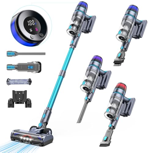 Homore Draadloze stofzuiger, 600 W/56 kpa draadloze stofzuiger met kleurendisplay, stofzuiger met...