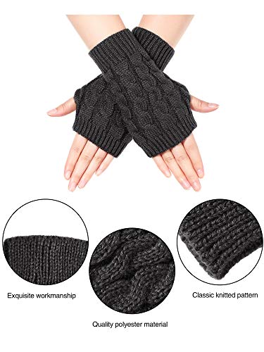 image for SATINIOR 4 Pair Fingerless Thumb Hole Gloves Winter Knit Arm Warmer Mi