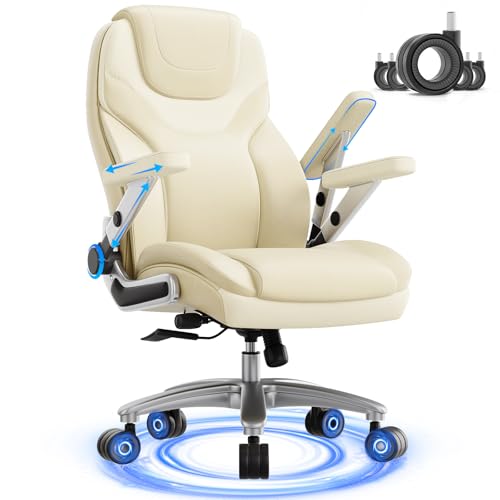 Image of Big and Tall Office Chair with 5D Arms, 600lbs Fabric & PU Leather Heavy Duty Desk Chair, Adjustable Lumbar Support & Height, Tilt Function, High Back Ergonomic Executive Computer Chair