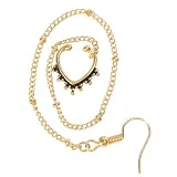 COMPUKAS Anillo Nasal en Forma Dorado de Aleación Elegante para Nariz y Labio Cadena para Baile y Playa Estilo No.25