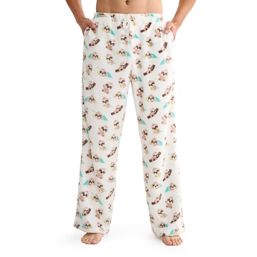 Giggling Getup Mens Christmas Pajama Pants Soft Flannel Fleece Pj Bottoms Lounge Pants with Pockets＆Drawstring Plaid