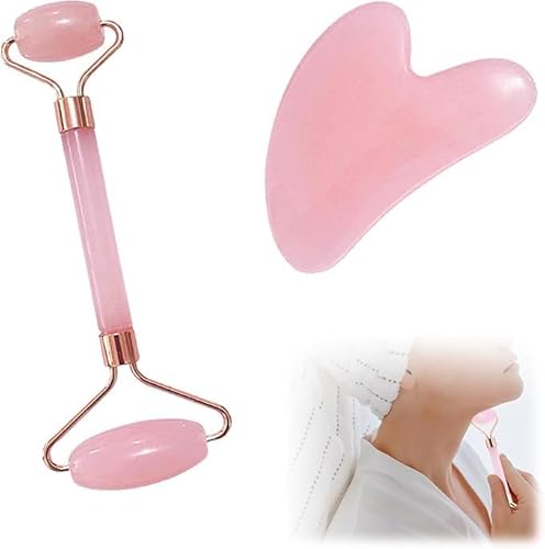 2 Pcs Gua Sha Set, Gua Sha Stone and Face Roller, Anti Aging Guasha Tool Face, Faces Massage Tool for Women Girls Skincare Facial, Eyes, Neck and Body Relieve Facial Tension Massage.(Pink) 2 Pcs Gua Sha Set, Gua Sha Stone and Face Roller, Anti Aging Guasha Tool Face, Faces Massage Tool for Women Girls Skincare Facial, Eyes, Neck and Body Relieve Facial Tension Massage.(Pink)