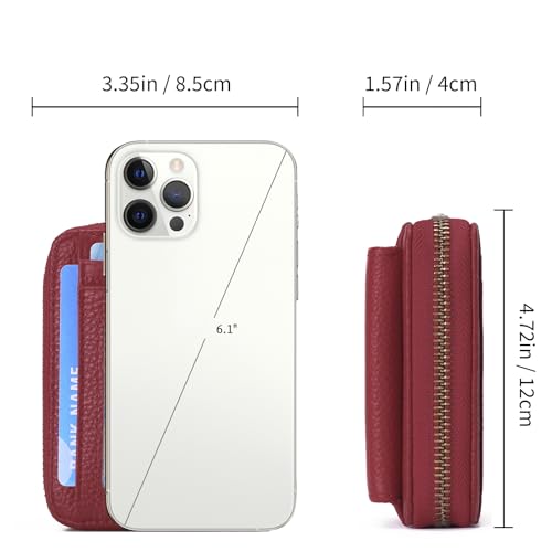 Image of GAEKEAO Credit Card Holder Wallet for Women RFID Blocking Small Genuine Leather Card Case with Coin Pocket ID Window