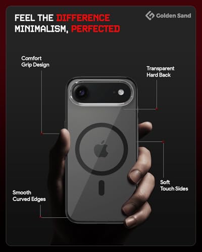 Image of Golden Sand Aura MagSnap Series Transparent Back Cover for iPhone 17 Air 5G | Ultra-Clear Glass Feel | Military Grade Protective Case, Camera Protection (Space Black)