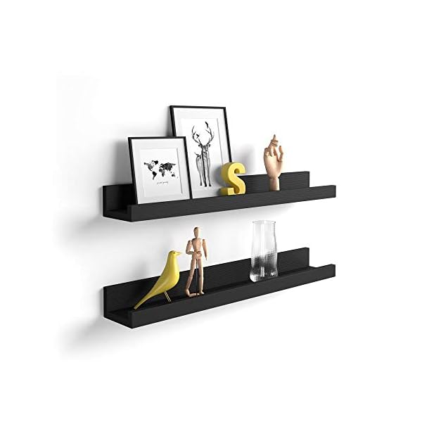 Mobili Fiver, Pair of picture-holder shelves First, 80 cm, Pearled Elm, Laminate-finished, Made in Italy