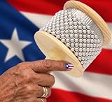 Puerto Rico Wooden Cabasa Percussion Instrument Metal Beaded Chain Hand Shaker with Textured Steel Cylinder Professional Puerto Rican Latin Rhythm Percussion for Band & Music Fun 3.5 inch small design