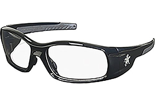 MCR Safety SR110 Swagger Brash Look Polycarbonate Dual Lens Glasses with Polished Black Frame and Clear Lens