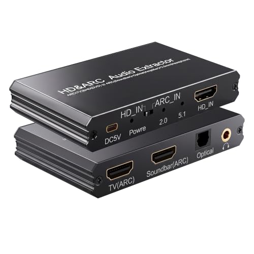 YEUGICEO HDMI ARC Audio Extractor,4k 60Hz, eARC to Optical 3.5mm Converter