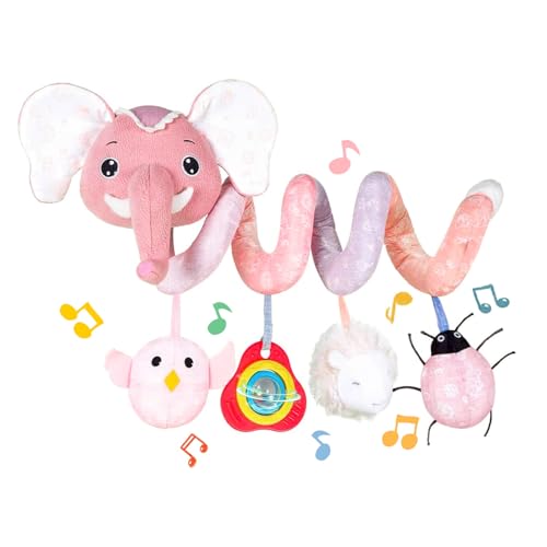 Image of Koty Newborn Car Seat Toys, Stroller Toys for Babyies 0-6 Months,Infant Activity Spiral Plush Toys Hanging - Carseat Stroller Crib with Musical Rattle Toy for Boys Girls 0 3 6 9 Months