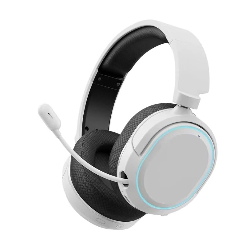 Genérico Auriculares inalámbricos for Juegos G2, 2,4 GHz, Bluetooth, for PC, PS4, PS5, Interruptor de teléfono, 5 ms, Baja latencia, micrófono ENC con Cable Envolvente 7,1(Black White)