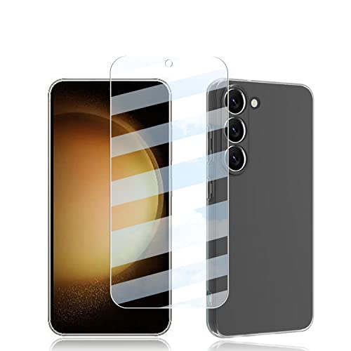 【1+1セット】Galaxy S23 用の ガラスフィルム+ケース カバー TPU 【日本旭硝子製】 SC-51D SCG19 強化ガラス 保護フィルム 硬度9H 耐指紋 自動吸着 視力を保護 貼付簡単 Galaxy S23 SC-51D SCG19 用の ケース 透明 TPU素材を使用し耐衝撃 シリコン 薄型 軽量 傷防止 Galaxy S23 対応