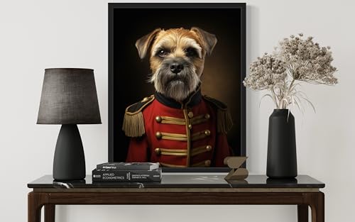 Image of aj decor Border Terrier General Wall Art Print Poster, Dog Pet Lover Picture Painting Artwork Bedroom Living Room Office Dining Room 150D (Border Terrier General, 18 x 24 inches, Black Frame)