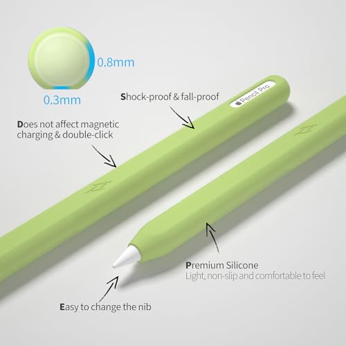 Image of Ultra Thin Protective Pencil Cover for Apple Pencil Pro &Apple Pencil 2nd Gen Silicone Case Sleeve Compatible with Apple Pencil Pro (Matcha Green)
