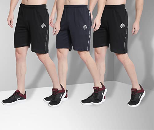 Image of DIA A DIA Men's Cotton Shorts with Zipper Pockets - Elastic Waist with Drawstring, Comfortable Casual & Gym Shorts for Men, Sizes M to 5XL (28-46 Inch Waist), Plus Sizes
