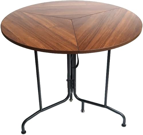 BiggerFire 35.4 inch MDF Round Folding Dining Table, Multifunctional Dining Room Table for Kitchen/Farmhouse/Living Room, Space Saving with Wheels