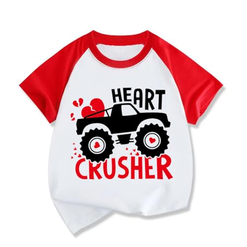 Kids Valentines Shirt Boys Girls Valentine's Love Heart Graphic Tees Raglan Toddler Short Sleeve T-Shirt Tops 2-7 Years