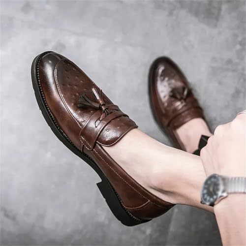 FMURY Mens Loafer Leather Big Size Slip On Men Dress Shoes Wedding Formal Shoes3