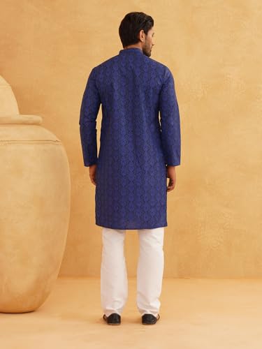 Image of SOJANYA Men's Cotton Blend Kurta with Ethnic Motifs Print