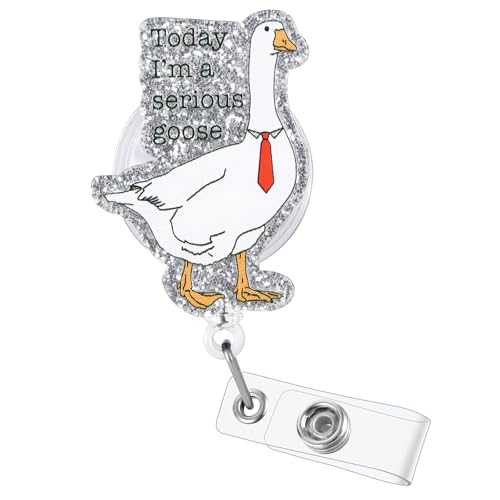 Image of Funny Serious Goose Nurse Badge Reel, Fun Office Work Badge Holder Retractable Clip, RN Badge Buddy, Nursing Student LPN CNA MA Nurse Doctor Medical Worker Teacher ID Name Badge Clip Accessories