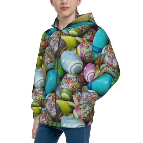 Easter Egg1 Kid Hoodies Boys Zip Up Sweatshirts Girls Pullover with Pocket