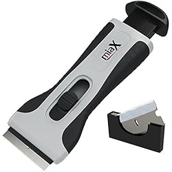 Vitrocerámica Schott Ceran Precio miaX Rasqueta Profesional vitrocerámica - Rascador confiable para cocina raspador para estufa en el hogar-Estable con mango de tacto suave-Cuchillas de reemplazo integradas para el raspador de cristal