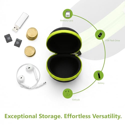 Image of GadgetBite Earphone Carrying Case, Multi-Purpose Travel Organizer for Earphones, Headsets, Pen Drives, SD Cards, Shock-Proof Ballistic Nylon, Soft Fabric, Mesh Pocket for Accessories - Green