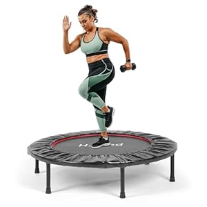 H.yeed 38″ Foldable Fitness Trampoline, Mini Adult Trampoline for Indoor Outdoor Jumping Training Exercise Trampolines for Adults Teens, Max Load 100KG