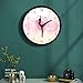 Timethink Ballet Girl Princess Pink Metal Frame Wall Clock, Quiet Sweep Quartz Baby Girl Dancing Black Aluminum Frame Wall Clock with Ballerina Moving Leg for Living Room Girl Bedroom Dance room Decor