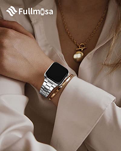 Fullmosa No Tools Needed Compatible Apple Watch Band 49/45/41/44/40/42/38Mm, Upgraded Version Metal Iwatch Band With Case For Apple Watch Series 8/7/6/5/4/3/2/1/Se/Se2/Ultra,49Mm 45Mm 44Mm 42Mm Silver #TOP2