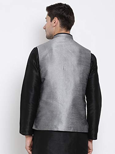 Image of VASTRAMAY Men's Beige Cotton Silk Blend Ethnic Jacket