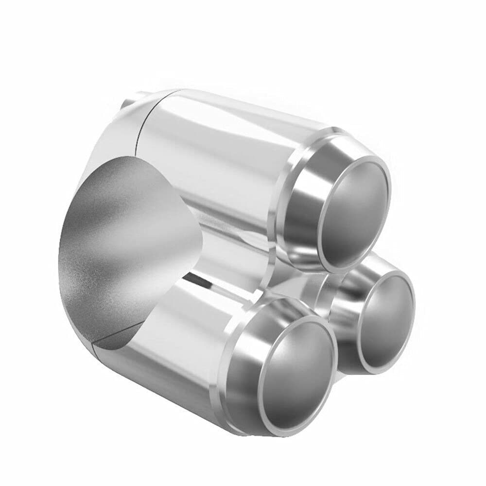 Motone Customs CHROME Triple Button Microswitch - Billet Aluminum 3-Button Handlebar Switch Clamp Block for 7/8" Bars - Internally Wire Horn and Starter Switches - Can also be used with High/Low Beams