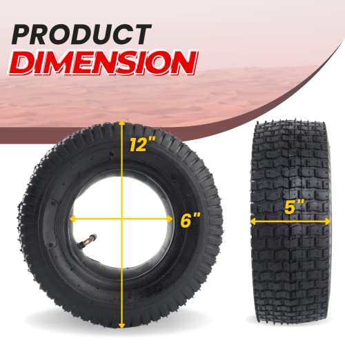 Image of AR-PRO Exact Replacement 12x5.00-6 inch Tires and Inner Tubes for Razor Dirt Quad Versions 19+, Go-Karts, Lawn Mowers, Wheelbarrow, and More - Quality Inner Tubes with Bent Valve Stems (Set of 2)
