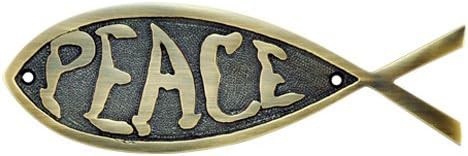 Adonai Hardware Peace Brass Fish Door Sign