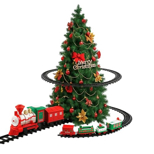 cecaro group Trenino Elettrico Natalizio con Luci e Suoni – Circonferenza binario 75 cm, Perfetto per Alberi fino a 2,30 m