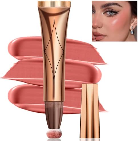 Pink Cream Blush,Xcreando Matte Liquid Face Blush with Cushion Applicator Silky Beauty Wand Waterproof Lightweight Natural Face Blendable Wand with Dewy Finish(#02 Pink Blush)