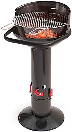 Barbecook Loewy 45 Barbacoa de Carbon con Cortavientos, Barbacoa Redonda con QuickStart y QuickStop, Ajustable en 3 Posiciones, Acero Inoxidable, Parrilla de Ø 43 cm