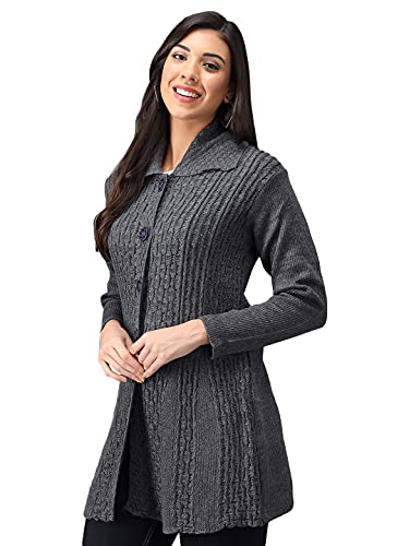 Image of eKools Women Wool Blend Banded Collar Cardigan