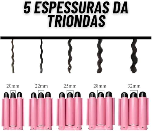 Modelador de Cachos 25mm Bivolt Profissional - Turmalina e Cerâmica, Ondas Perfeitas Anti Estático,